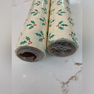 2  Rolls Of Vintage 1986 Holly Christmas Gift Wrap 23 inches wide by 8 feet long